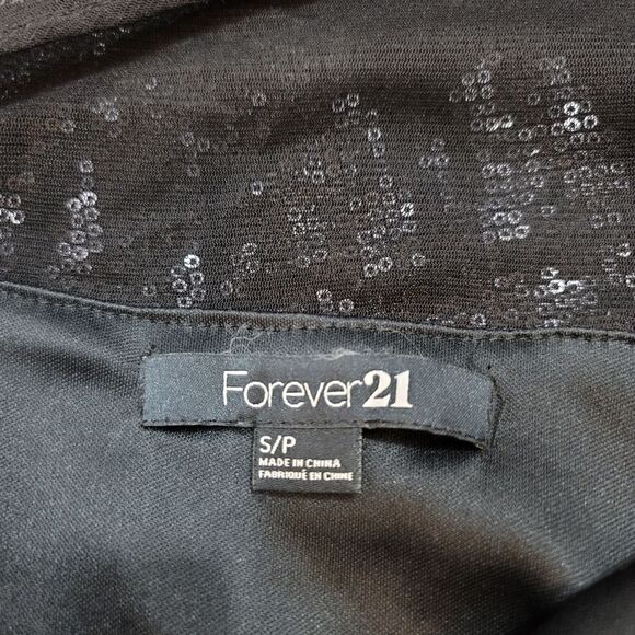 Forever 21 Sheer Mesh One Shoulder Sequin Little Black Dress Size Small - Picture 6 of 8